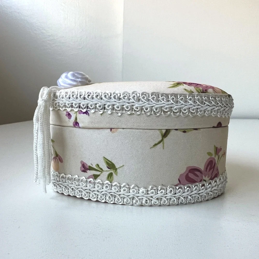 Vintage Floral Heart Shaped Trinket Box Jewelry Box Vanity Decor